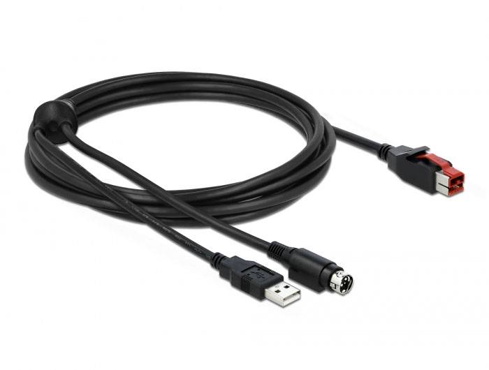 DeLOCK PoweredUSB USB napojni kabl 3,00 m crna
