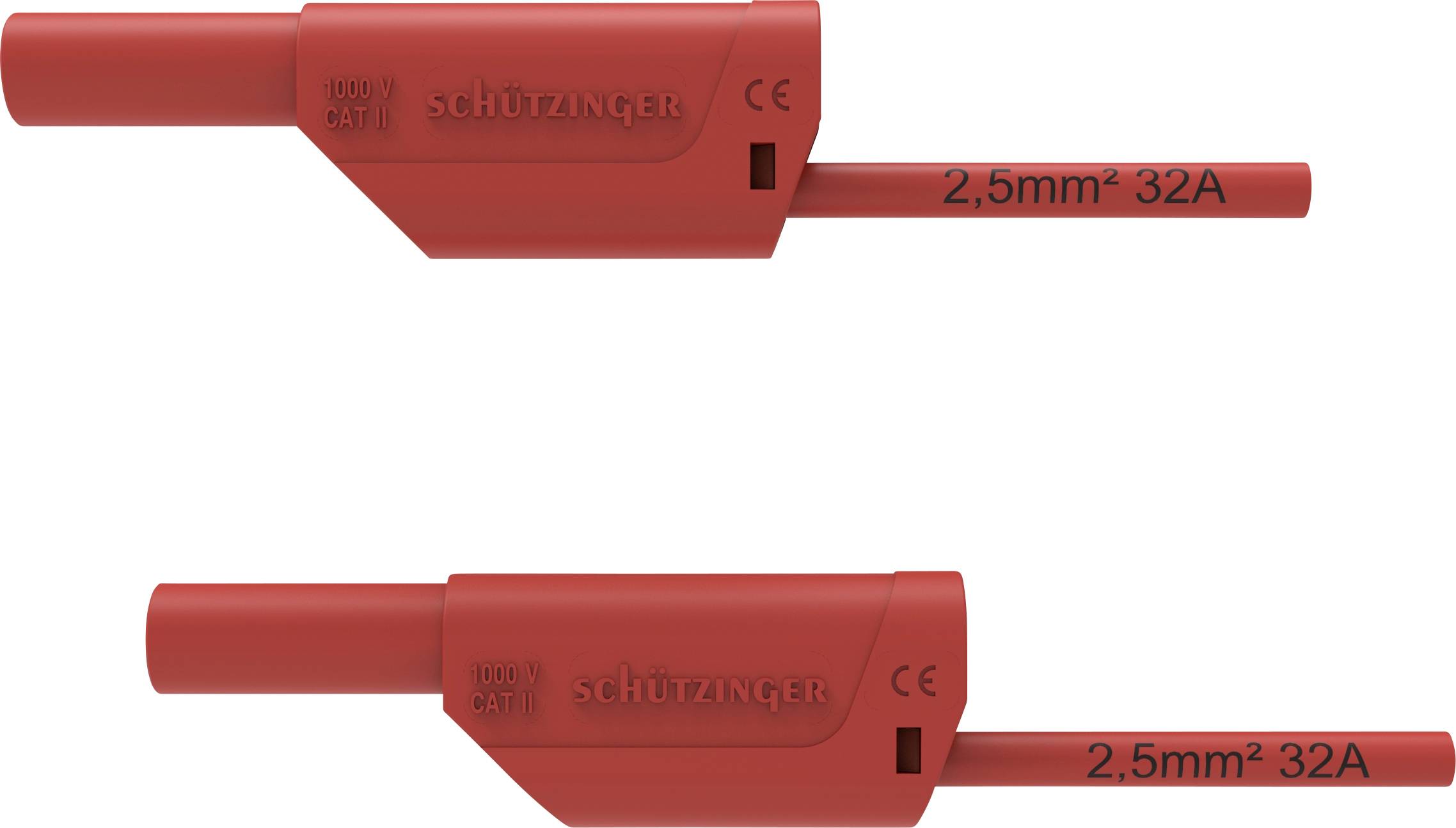 Schützinger bezbednosni merni kabl CAT II 1000 V 32 A 50,00 cm crvena