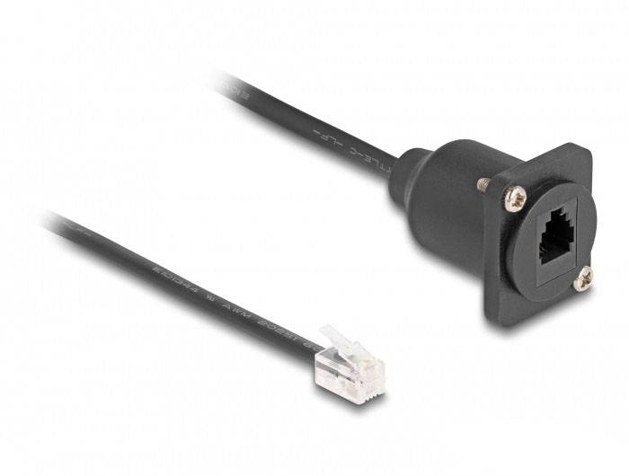 Delock mrežni adapter 0,30 m crna RJ10 utikač 4p4c