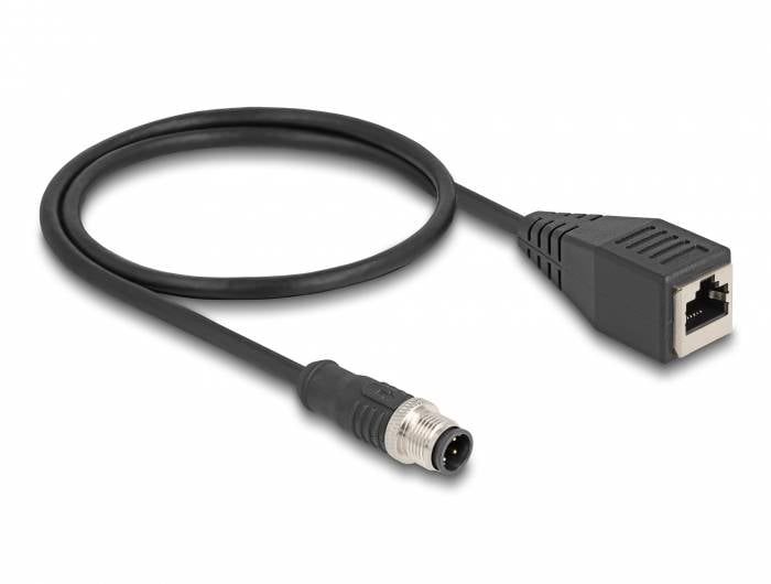 Delock 4-polni mrežni adapter 0,50 m crna M12 utikač