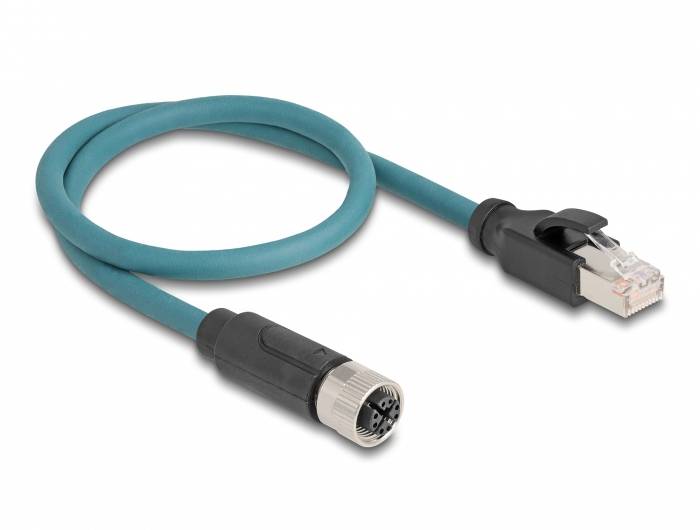 Delock 8-polni mrežni adapter 0,50 m turkizna M12 utičnica