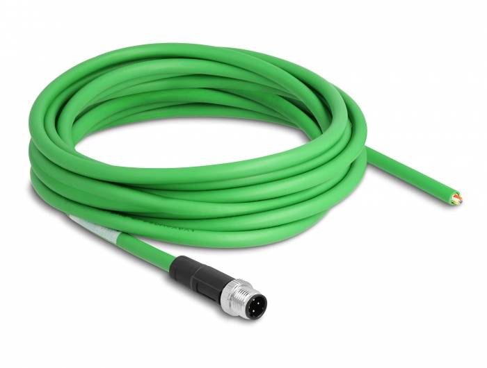 Delock mrežni patch kabl 5,00 m zelena M12 utikač 3379857