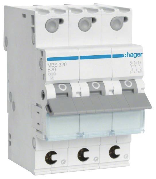 Hager MBS320 automatski osigurac 3-polni 20 A 400 V 6 kA