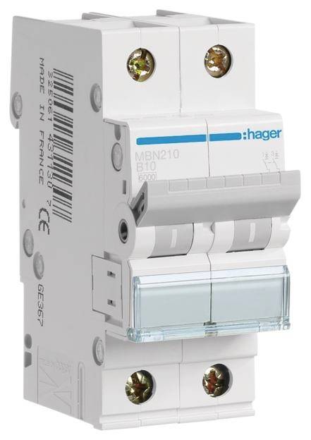 Hager MBN210 automatski osigurac 2-polni 10 A 400 V 6 kA
