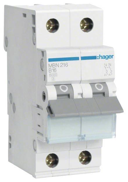Hager MBN216 automatski osigurac 2-polni 16 A 400 V 6 kA