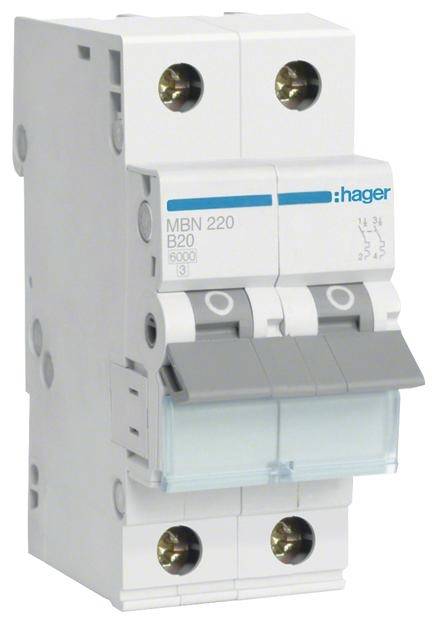 Hager MBN220 automatski osigurac 2-polni 20 A 400 V 6 kA