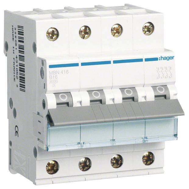 Hager MBN416 automatski osigurac 4-polni 16 A 400 V 6 kA
