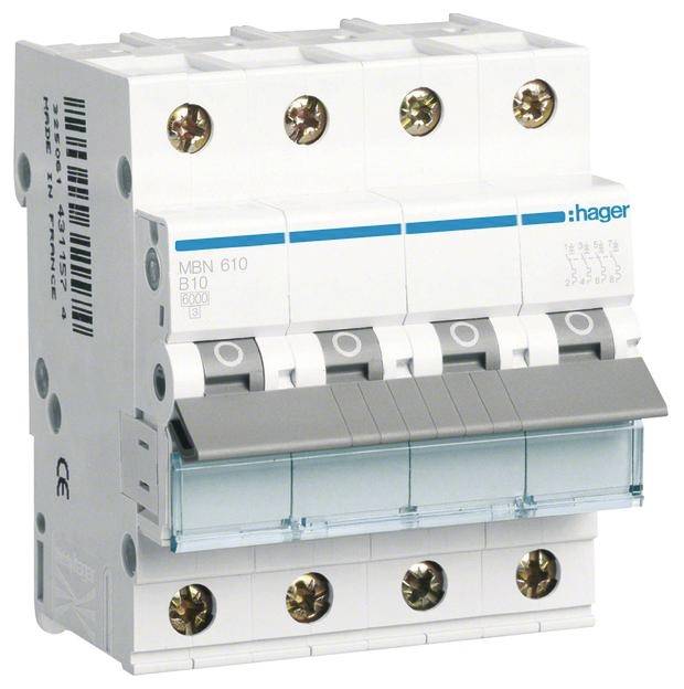 Hager MBN610 automatski osigurac 4-polni 10 A 400 V 6 kA