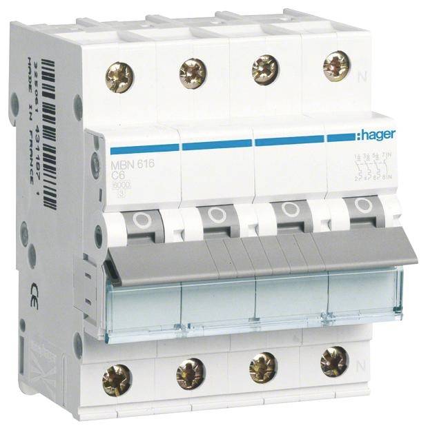 Hager MBN616 automatski osigurac 4-polni 16 A 400 V 6 kA