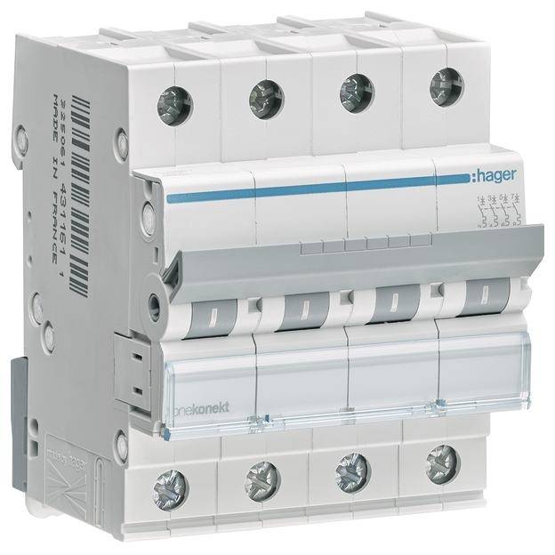 Hager MCN410 automatski osigurac 4-polni 10 A 400 V 6 kA