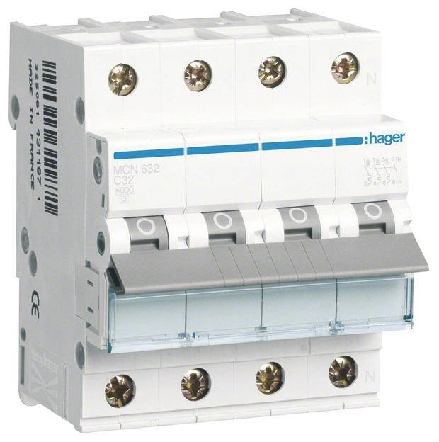 Hager MCN632 automatski osigurac 4-polni 32 A 400 V 6 kA