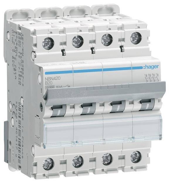 Hager NBN420 automatski osigurac 4-polni 20 A 400 V 10 kA