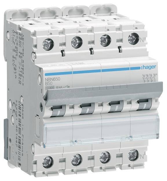 Hager NBN650 automatski osigurac 4-polni 50 A 400 V 10 kA