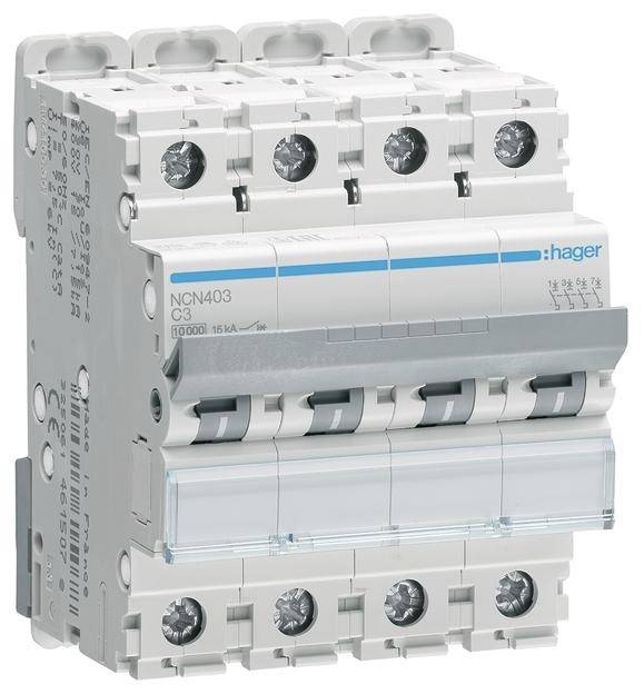 Hager NCN403 automatski osigurac 4-polni 3 A 400 V 10 kA