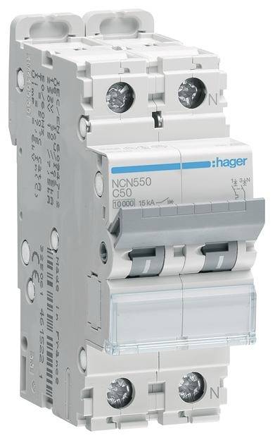 Hager NCN550 automatski osigurac 2-polni 50 A 230 V 10 kA