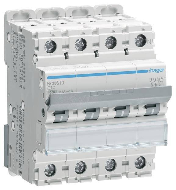 Hager NCN610 automatski osigurac 4-polni 10 A 400 V 10 kA