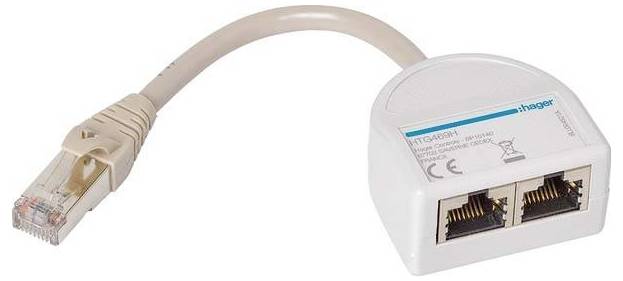 Hager mrežni adapter 1x RJ45 utikač na 2x RJ45 utičnica 0.09 m