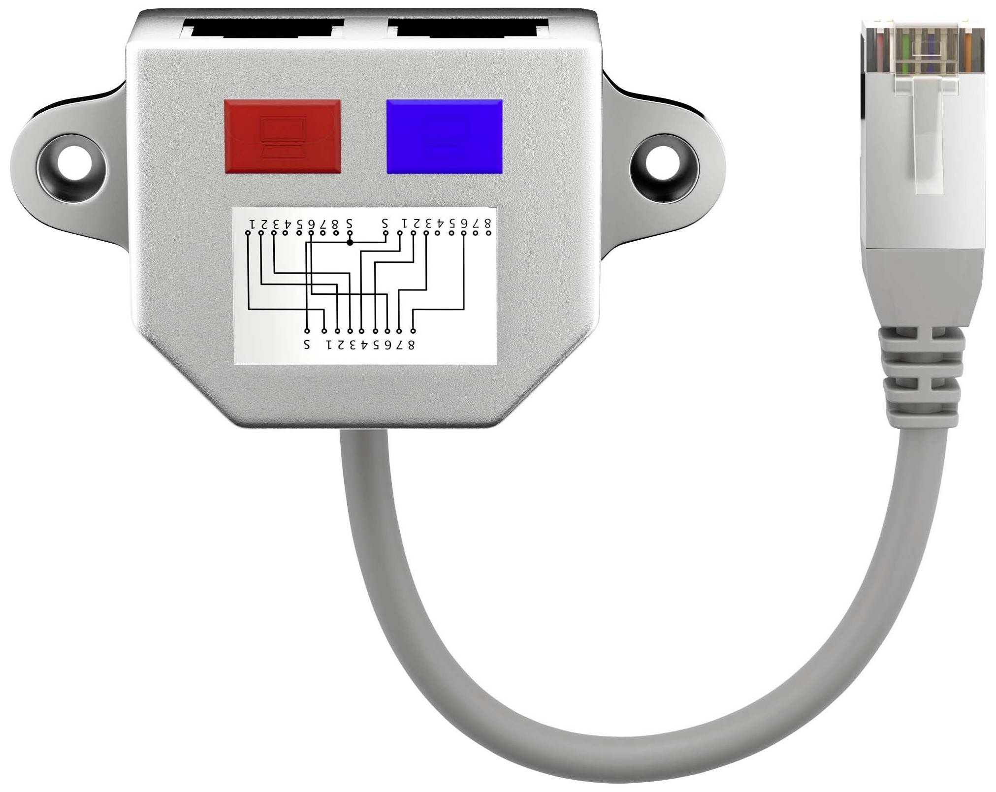 Goobay mrežni adapter 1x RJ45 utikač na 2x RJ45 utičnica CAT 5 metalno srebrna