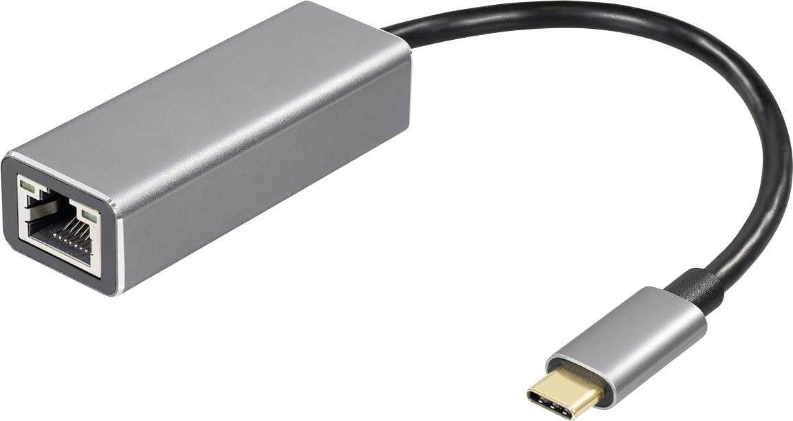Maxtrack mrežni adapter 1x muški konektor USB-C na 1x RJ45 utičnica 10 cm crna, srebrna (mat)