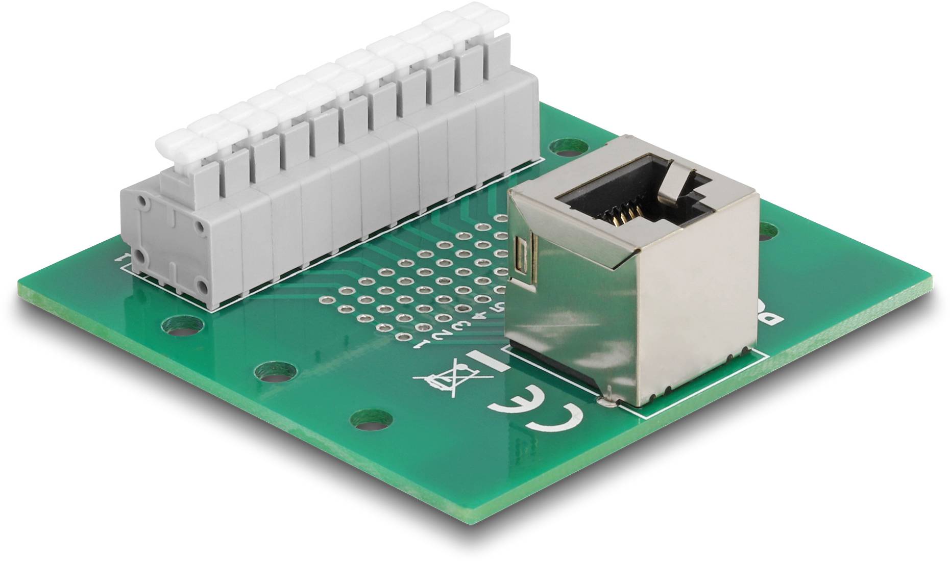 Delock mrežni adapter 1x RJ50 utičnica na 1x utičnica 0 mm zelena, siva