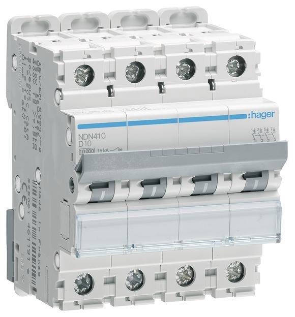 Hager NDN410 automatski osigurac 4-polni 10 A 400 V 10 kA