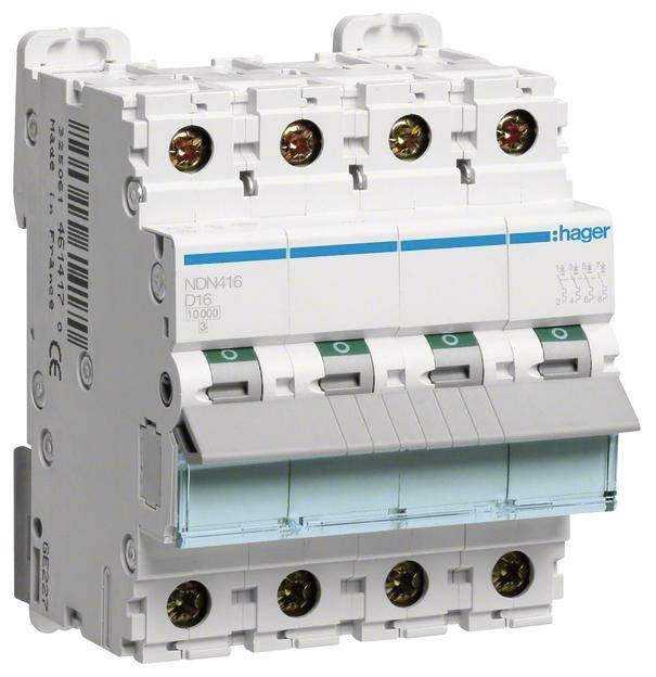 Hager NDN416 automatski osigurac 4-polni 16 A 400 V 10 kA