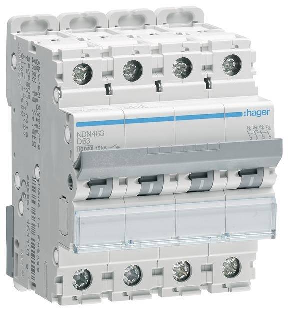 Hager NDN463 automatski osigurac 4-polni 63 A 400 V 10 kA