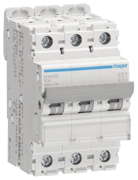 Hager NQN310 automatski osigurac 3-polni 10 A 415 V 25 kA
