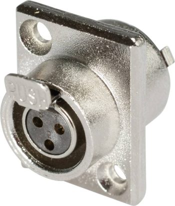 Mini-XLR Ugradni HI-XMEF3 XLR konektor srebrna Nikalno metalno kućište