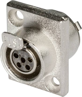 Mini-XLR Ugradni HI-XMEF5 XLR konektor srebrna Nikalno metalno kućište
