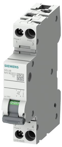 Siemens 5SL58017 automatski osigurac 2-polni C 1 A 110 V 6 kA