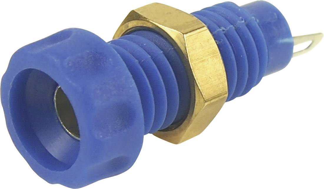 Cliff CL1456A laboratorijska banana utičnica, ugradna vertikalna, Ø4mm, plava, 60V, 10A