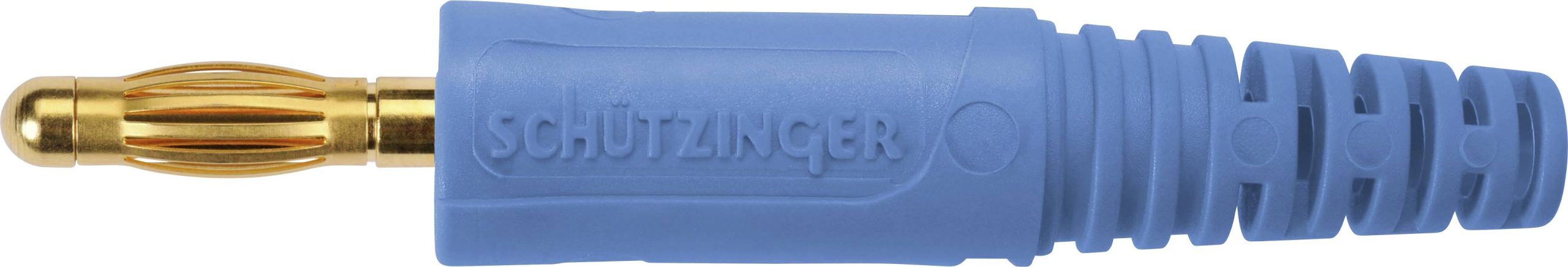 Schützinger DI FK 9 L Au / BL lamelni utikač, Ø4mm, plava, 30V/AC, 60V/DC, 32A, lemni priključak