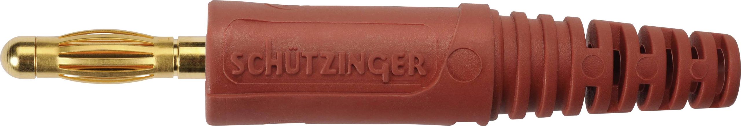 Schützinger DI FK 9 L Au / RT lamelni utikač, Ø4mm, crvena, 30V/AC, 60V/DC, 32A, lemni priključak
