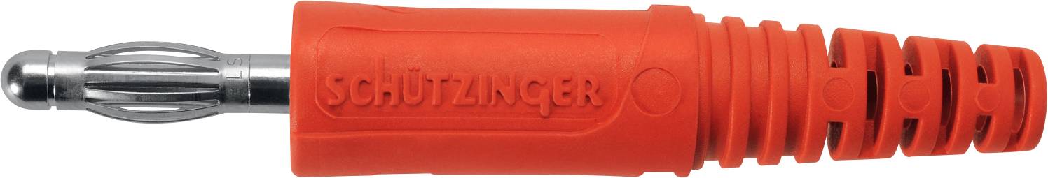 Schützinger DI FK 9 L Ni / RT lamelni utikač, Ø4mm, crvena, 30V/AC, 60V/DC, 32A, lemni priključak