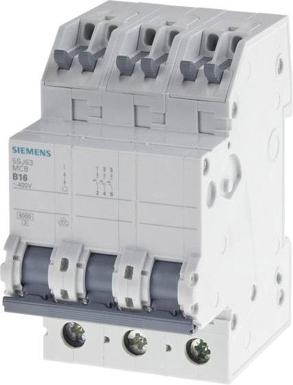 Siemens 5SJ63166KS automatski osigurac 3-polni B 16 A 400V 6 kA bezvijcane kleme