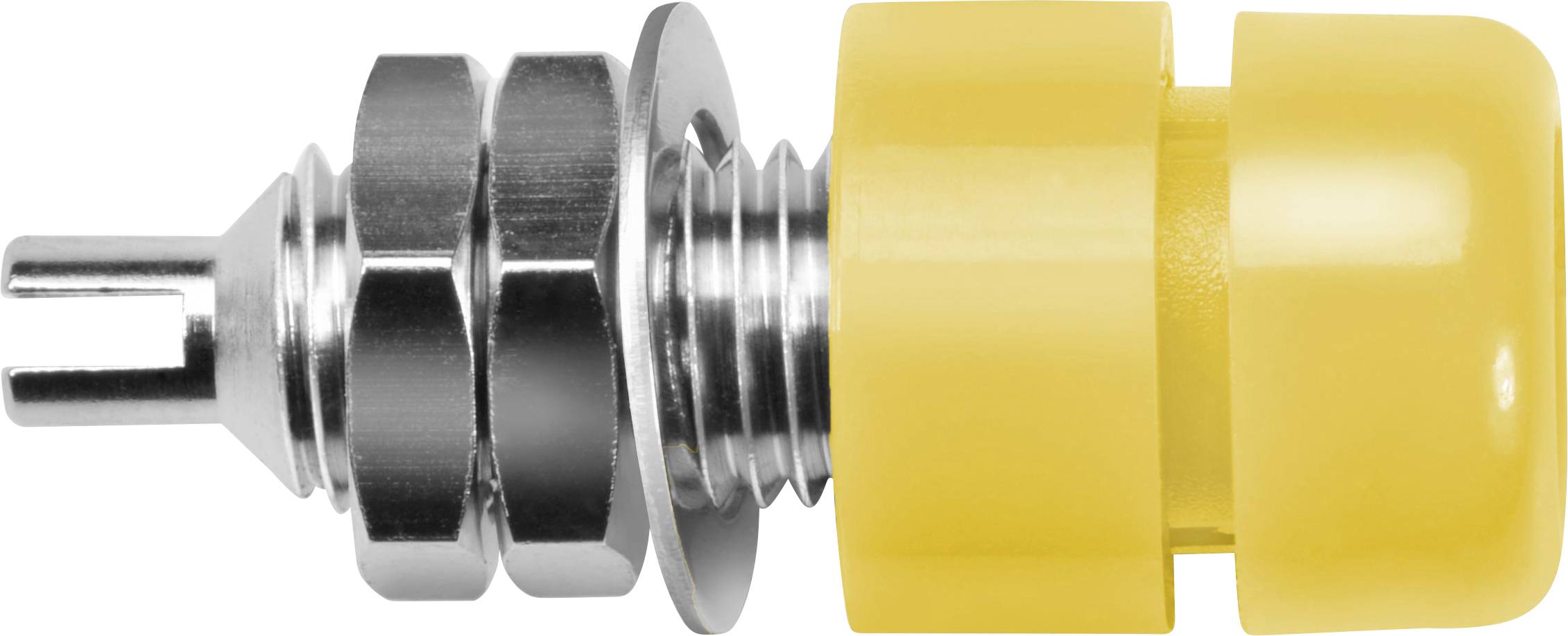Schützinger IBU 401 Ni / GE ugradna utičnica, Ø4mm, žuta, 30V/AC, 60V/DC, 32A, lemni priključak