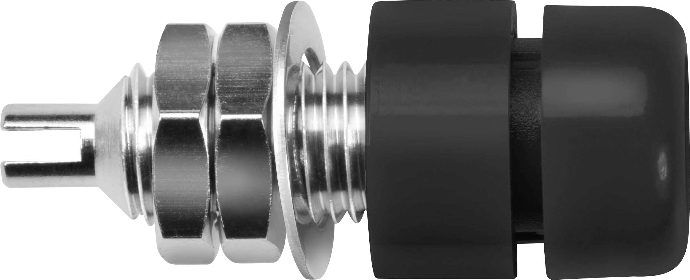 Schützinger IBU 401 Ni / SW ugradna utičnica, Ø4mm, crna, 30V/AC, 60V/DC, 32A, lemni priključak