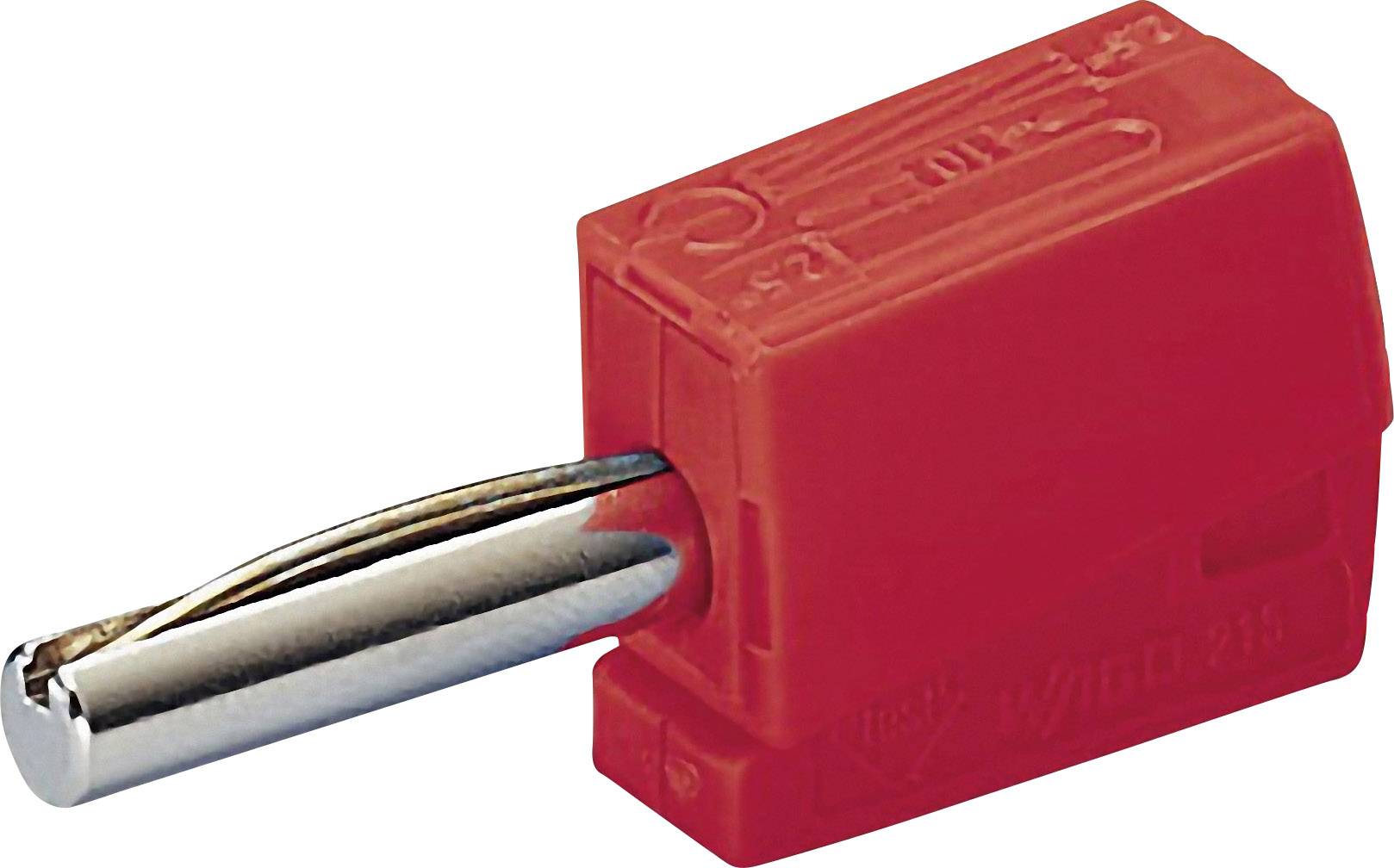 215-212 banana utikač, ravni muški, Ø4mm, crvena, 20A, opružni priključak