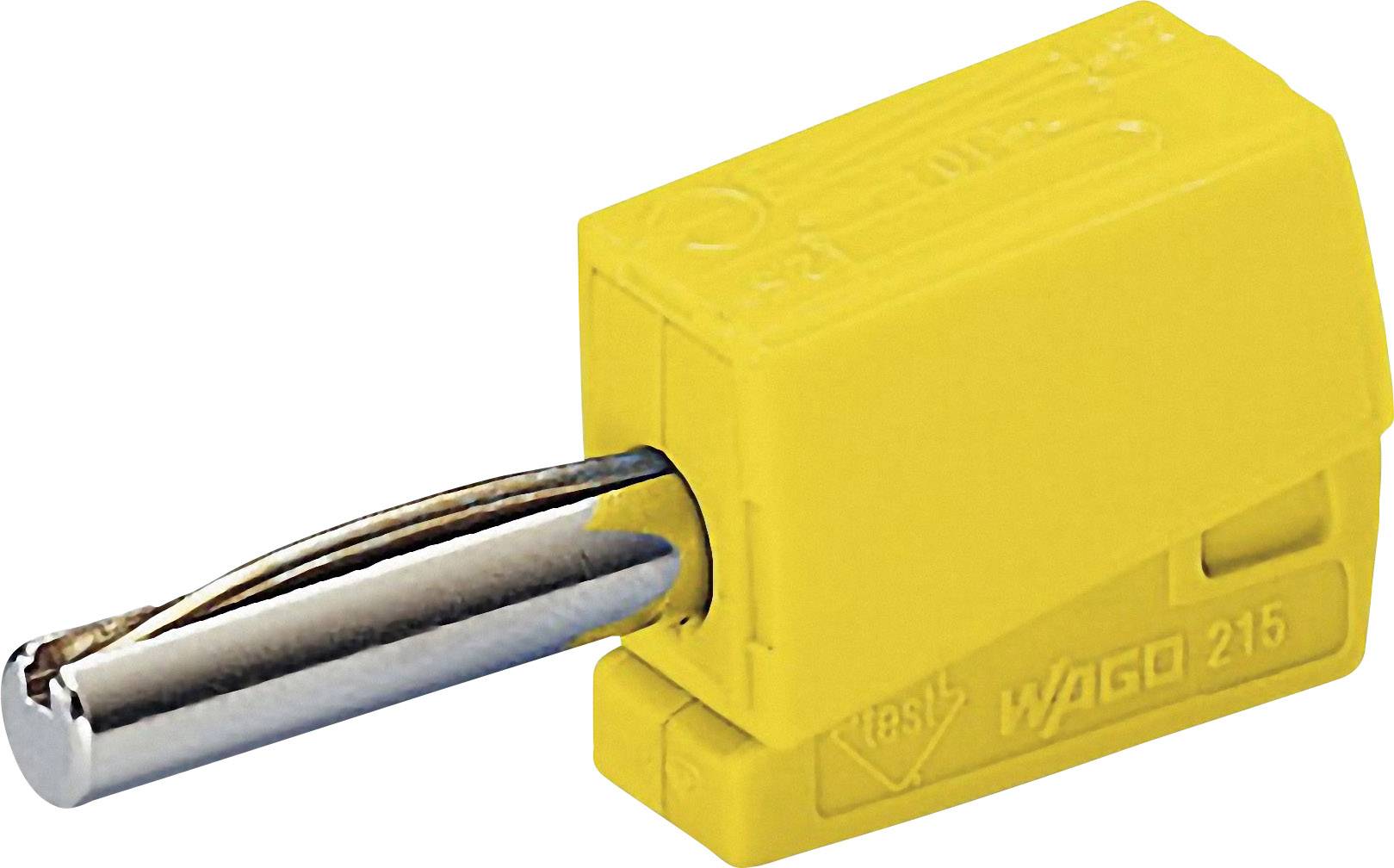 215-511 banana utikač, ravni muški, Ø4mm, žuta, 20A, opružni priključak