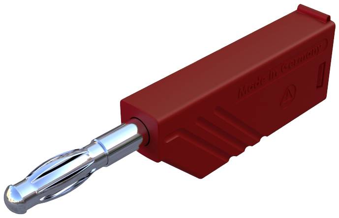 SKS Hirschmann 934100101 lamelni utikač, ravni muški, Ø4mm, crvena, 60V/DC, 24A, vijčani priključak