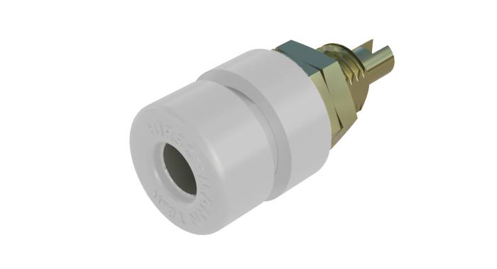 SKS Hirschmann 930166707 laboratorijska banana utičnica, ugradna vertikalna, Ø4mm, bela, 60V/DC, 32A