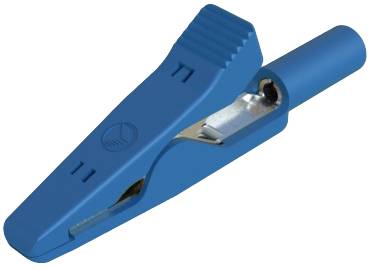 SKS Hirschmann 930318102 minijaturna krokodil hvataljka, plava, 60V/DC, 8A, krimp priključak