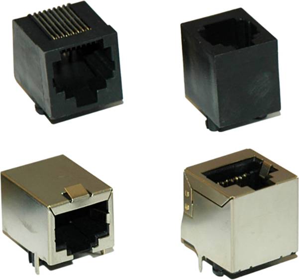 Encitech 2255412 RJ45 konektor RJ11 ugradni ženski konektor, vertikalni 6P4C pol. crna