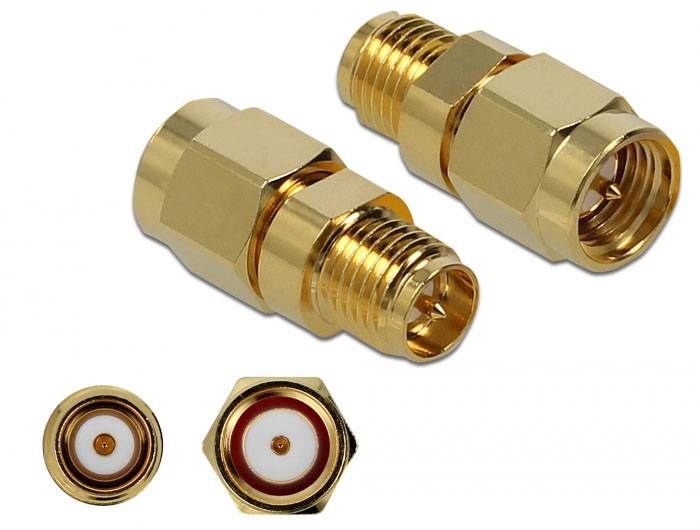 Delock 89973 SMA adapter SMA-utikač - RPSMA utičnica 10 GHz, 50 Ω