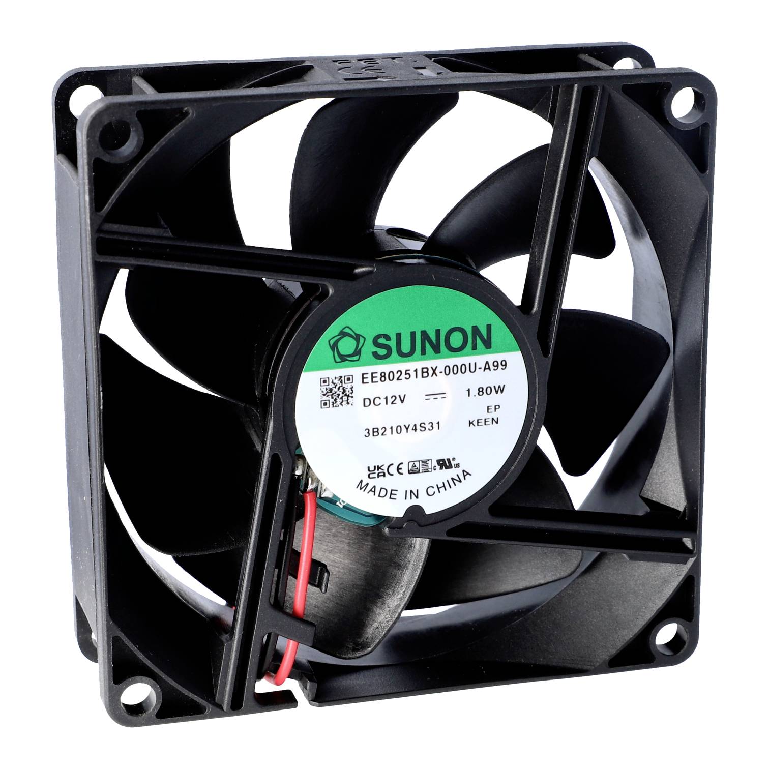 Sunon EF80251B2-1000U-A99 aksijalni ventilator 12 V/DC 62,84 m³/h 25 x 80 x 80 mm