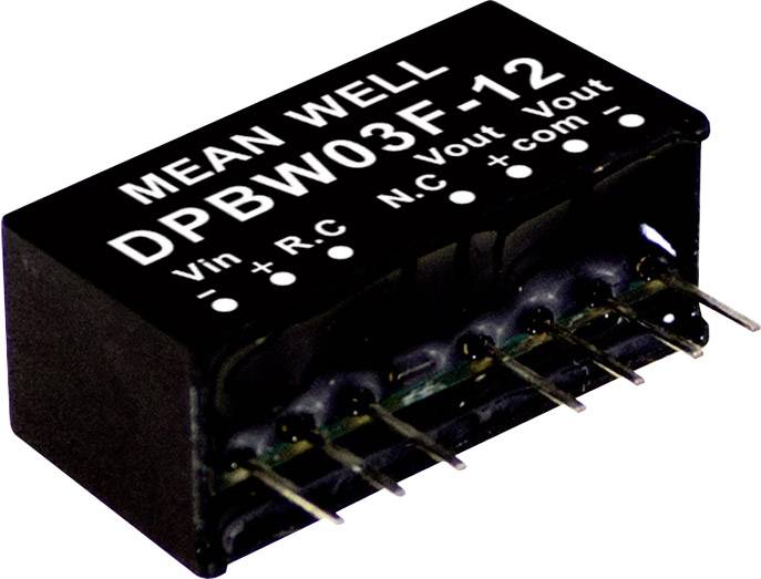 MEAN WELL DPBW03F-12 DC/DC pretvarački modul 9 V/DC → 12 V/DC, -12 V/DC 125 mA 3 W