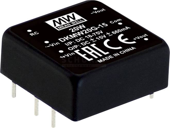MEAN WELL DKMW20G-12 DC/DC pretvarački modul 18 V/DC → 12 V/DC, -12 V/DC 830 mA 20 W