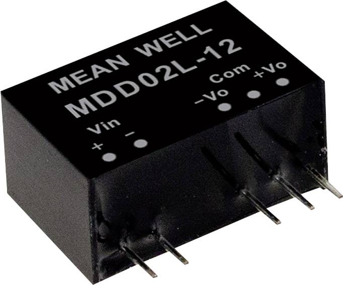 MEAN WELL MDD02M-05 DC/DC pretvarački modul 10,8 V/DC → 5 V/DC, -5 V/DC 200 mA 2 W