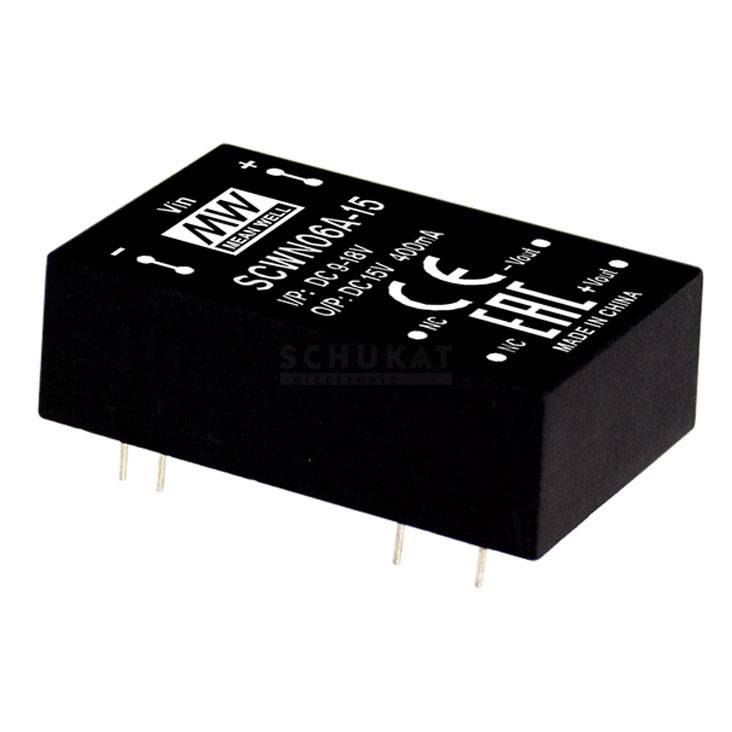 MEAN WELL SCWN06A-15 DC/DC pretvarački modul 9 V/DC → 15 V/DC 400 mA 6 W